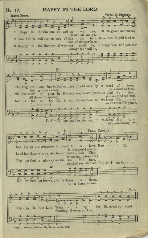 Hallelujahs: for Sunday Schools, Singing-Schools, Revivals, Conventions and General Use in Christian Work and Worship page 19