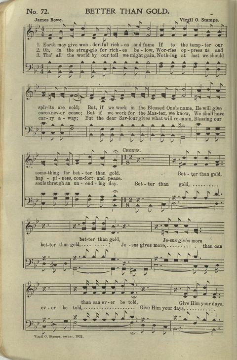Hallelujahs: for Sunday Schools, Singing-Schools, Revivals, Conventions and General Use in Christian Work and Worship page 72
