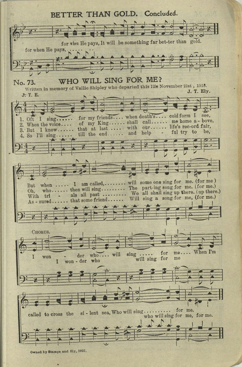 Hallelujahs: for Sunday Schools, Singing-Schools, Revivals, Conventions and General Use in Christian Work and Worship page 73