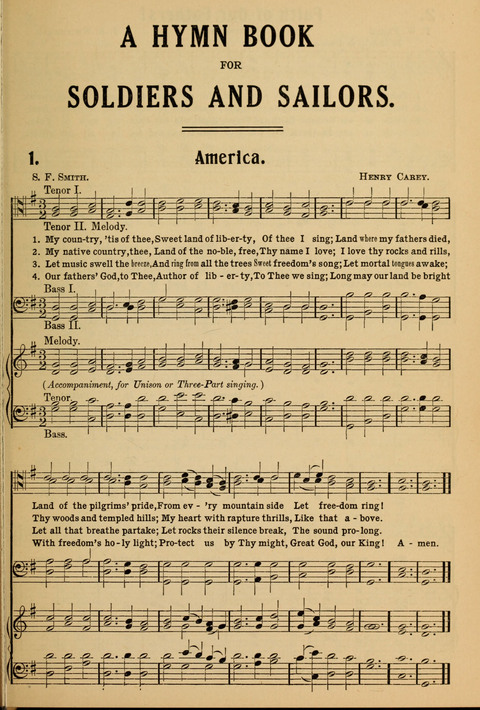 Hymnal for Soldiers and Sailors: for the public and private use of the Soldiers and Sailors page 1