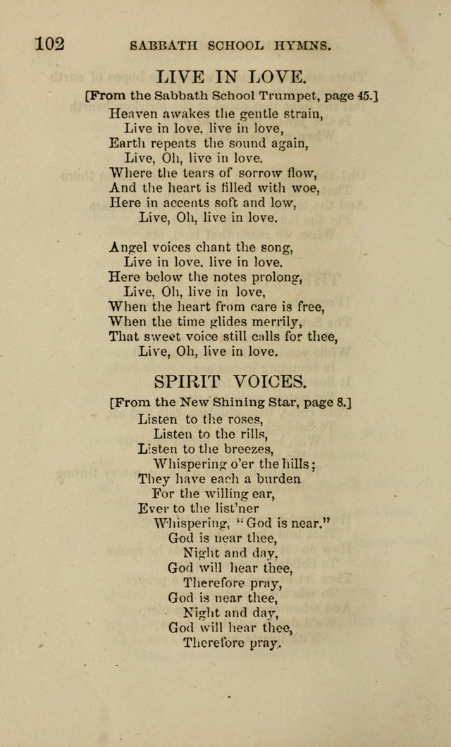 Hymns for the use of the Sabbath School of the Second Reformed Church, Albany N. Y. page 102
