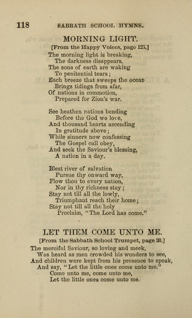 Hymns for the use of the Sabbath School of the Second Reformed Church, Albany N. Y. page 118