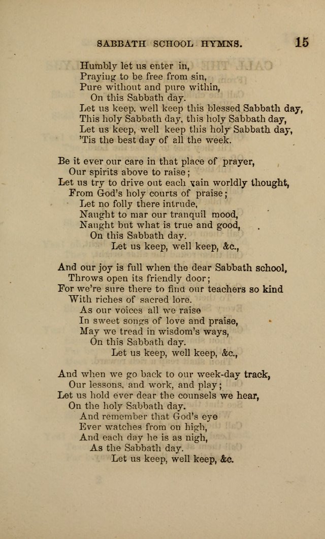 Hymns for the use of the Sabbath School of the Second Reformed Church, Albany N. Y. page 15