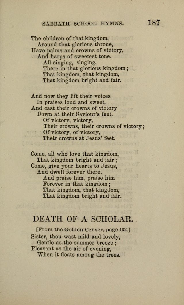 Hymns for the use of the Sabbath School of the Second Reformed Church, Albany N. Y. page 189