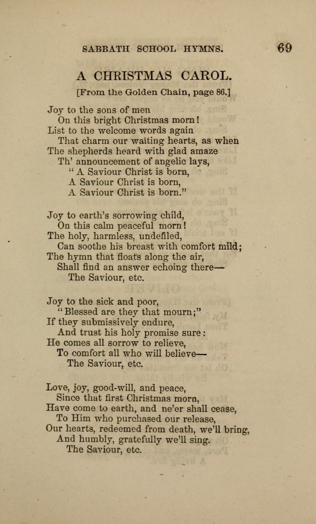 Hymns for the use of the Sabbath School of the Second Reformed Church, Albany N. Y. page 69