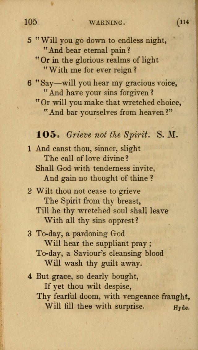 Hymns for Social Worship: selected from Watts, Doddridge, Newton, Cowper, Steele and others page 114