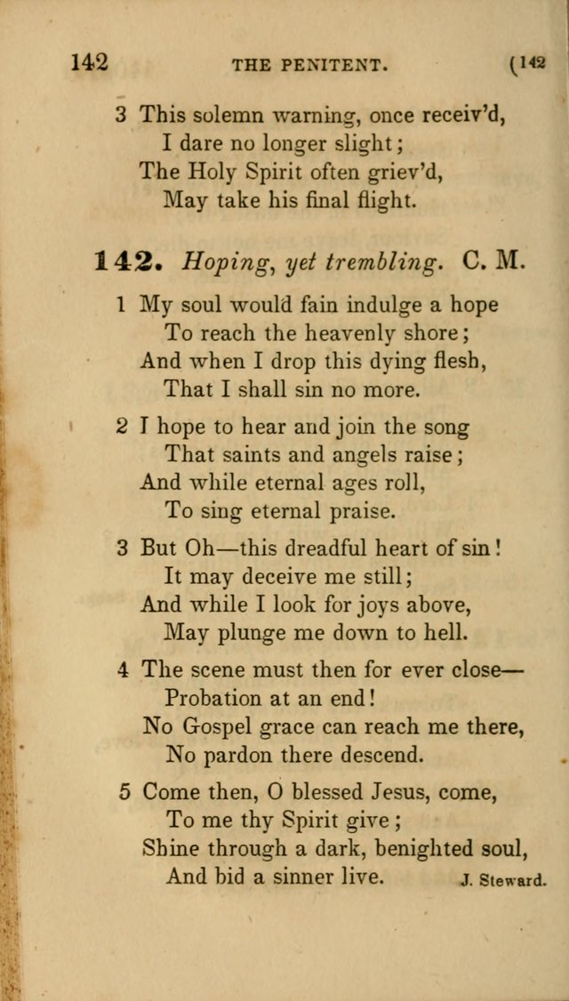 Hymns for Social Worship: selected from Watts, Doddridge, Newton, Cowper, Steele and others page 142