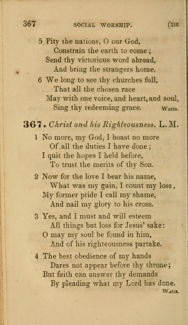 Hymns for Social Worship: selected from Watts, Doddridge, Newton, Cowper, Steele and others page 316