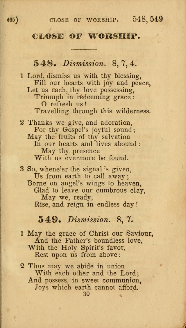 Hymns for Social Worship: selected from Watts, Doddridge, Newton, Cowper, Steele and others page 465