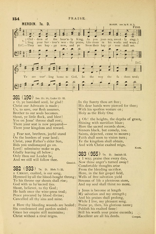 Hymn and Tune Book for Use in Old School or Primitive Baptist Churches page 154