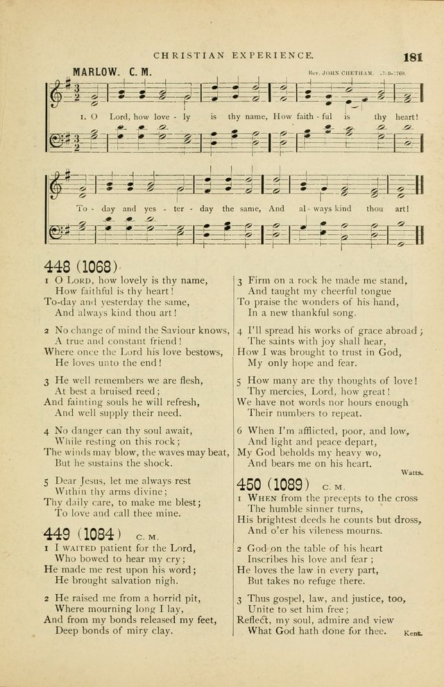 Hymn and Tune Book for Use in Old School or Primitive Baptist Churches page 181
