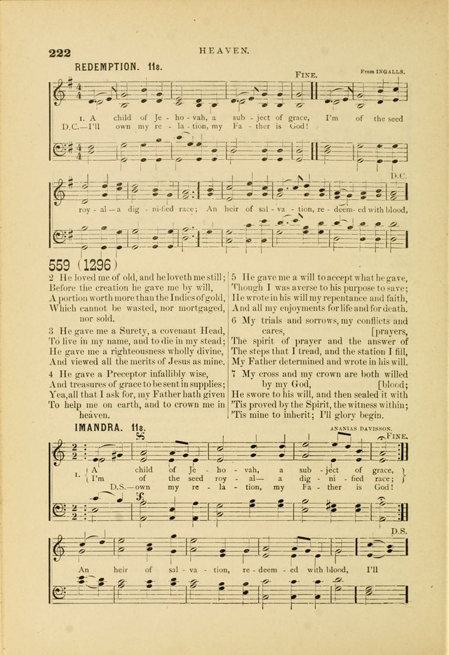 Hymn and Tune Book for Use in Old School or Primitive Baptist Churches page 222