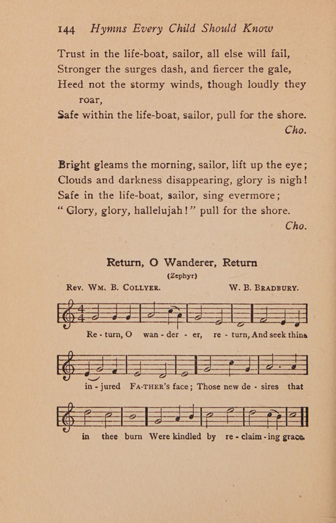 Hymns That Every Child Should Know: A selection of the best hymns of all nations for young people page 144