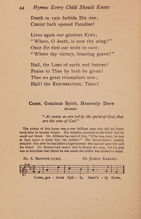 Hymns That Every Child Should Know: A selection of the best hymns of all nations for young people page 44