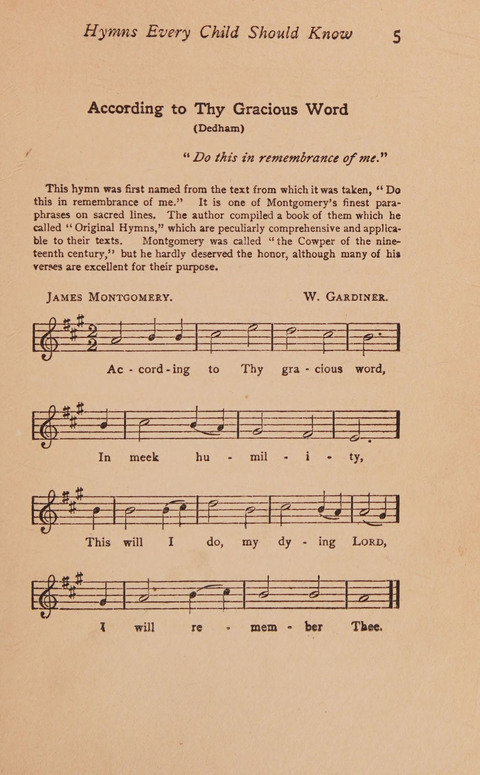Hymns That Every Child Should Know: A selection of the best hymns of all nations for young people page 5
