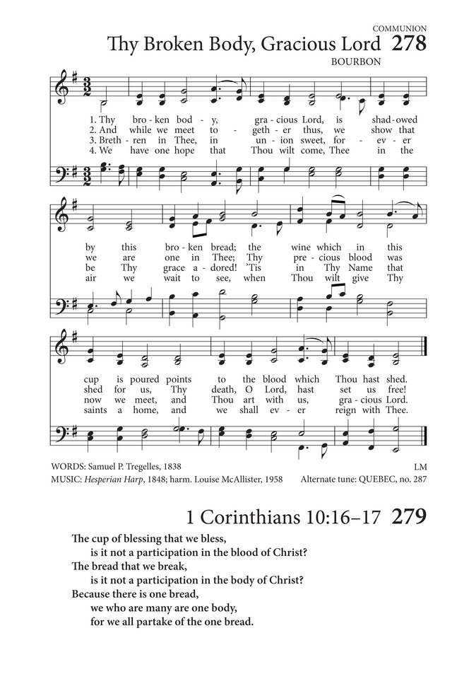 Hymns to the Living God 278. Thy broken body, gracious Lord | Hymnary.org