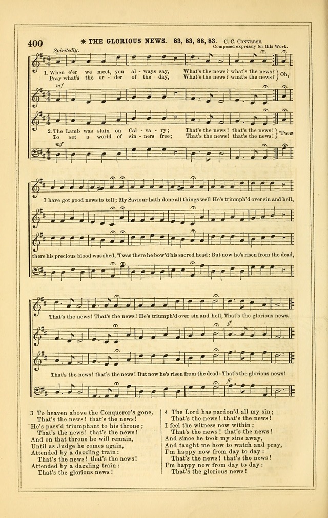 The Heart and Voice: or, Songs of Praise for the Sanctuary: hymn and tune book, designed for congregational singing in the Methodist Episcopal Church, and for congregations generally page 400