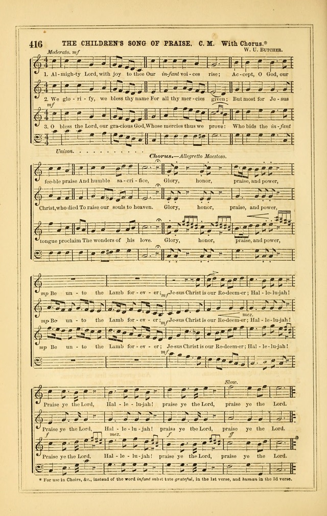 The Heart and Voice: or, Songs of Praise for the Sanctuary: hymn and tune book, designed for congregational singing in the Methodist Episcopal Church, and for congregations generally page 416