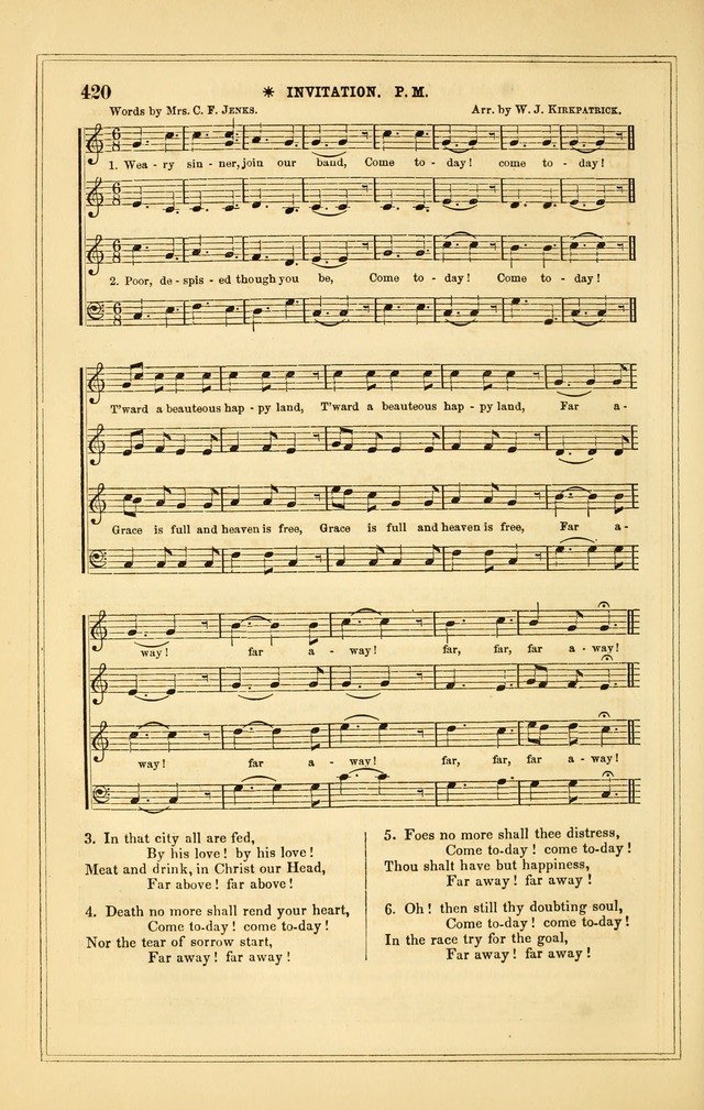 The Heart and Voice: or, Songs of Praise for the Sanctuary: hymn and tune book, designed for congregational singing in the Methodist Episcopal Church, and for congregations generally page 420
