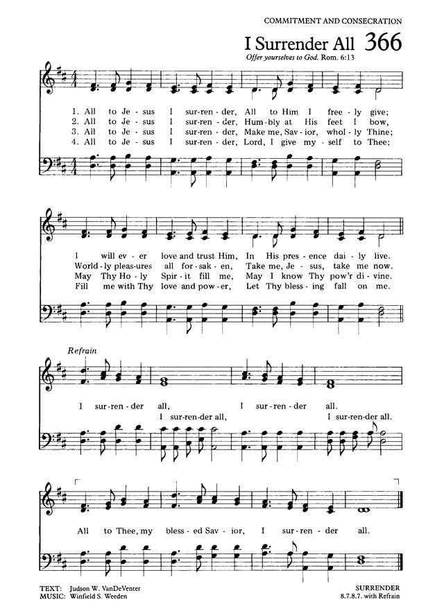 The Hymnal For Worship And Celebration 366 All To Jesus I Surrender Hymnary Org
