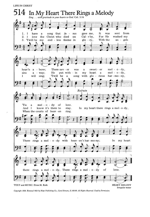The Hymnal for Worship and Celebration 514. I have a song that Jesus gave  me | Hymnary.org