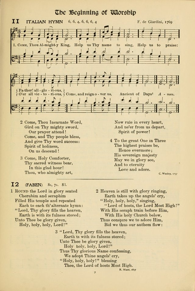 Hymns of Worship and Service (15th ed.) page 7