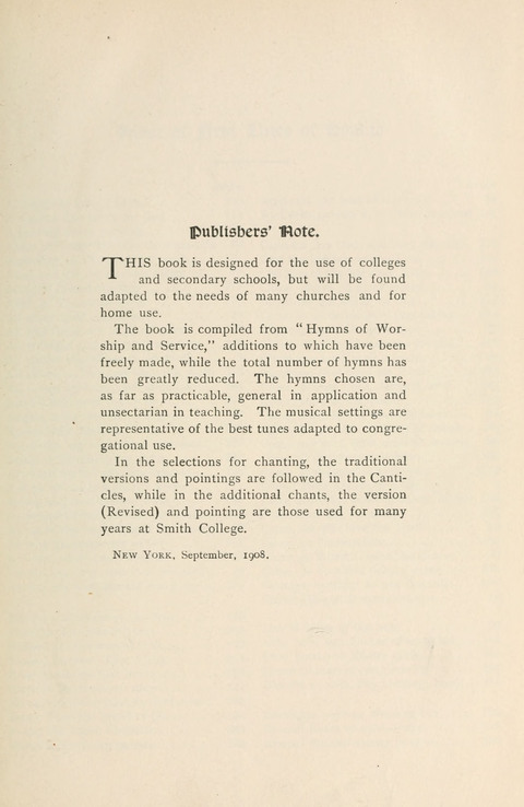 Hymns of Worship and Service: College Edition page vi