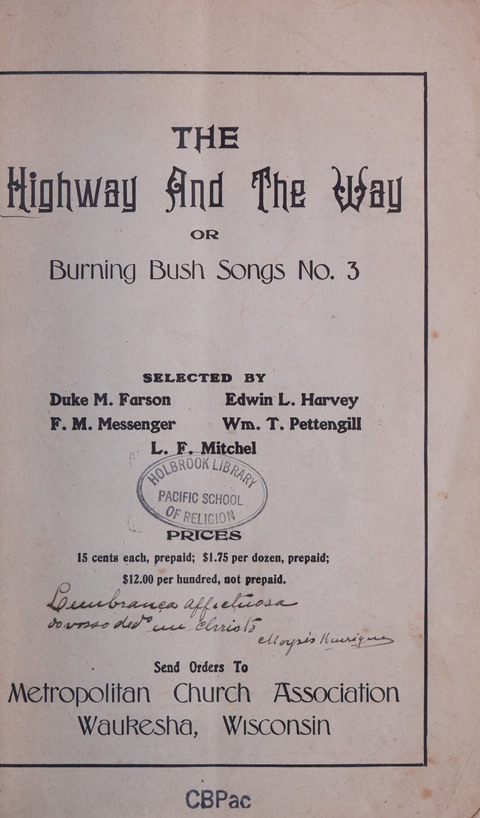 The Highway and the Way, or Burning Bush Songs No. 3 page 1