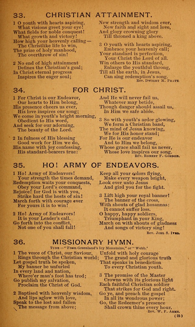 Y.P.S.C.E. Hymns of Christian Endeavor page 25