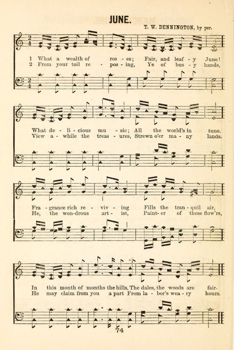 Hours of Singing: a collection of new music for juvenile classes, public schools, seminaries and the home circle page 74