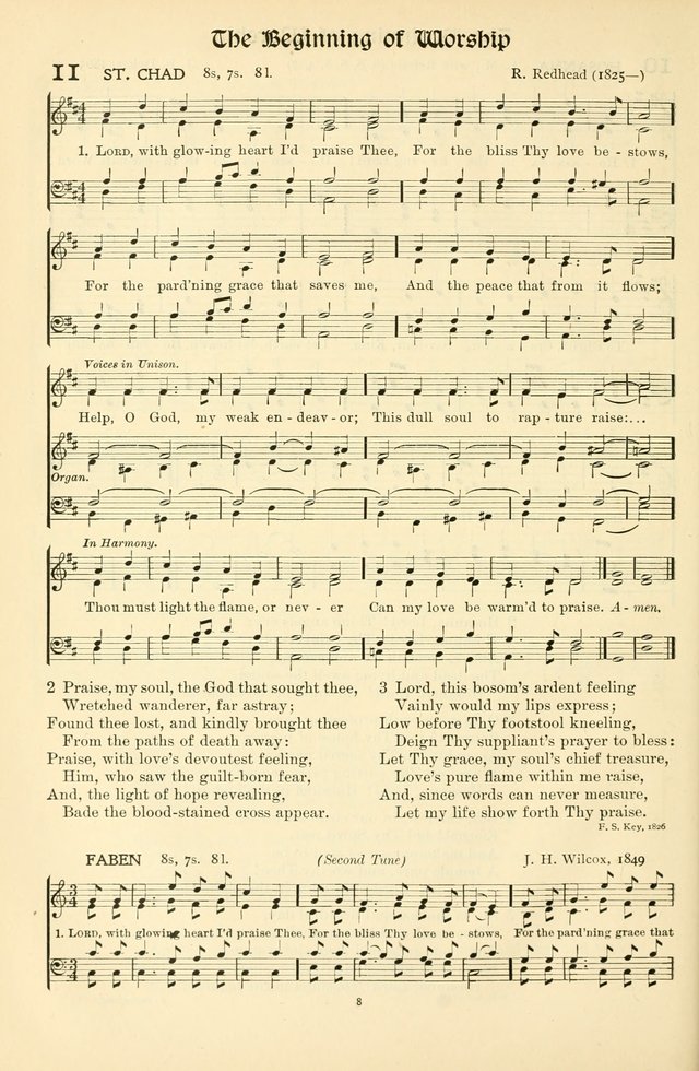 In Excelsis: Hymns with Tunes for Christian Worship. 7th ed. page 8