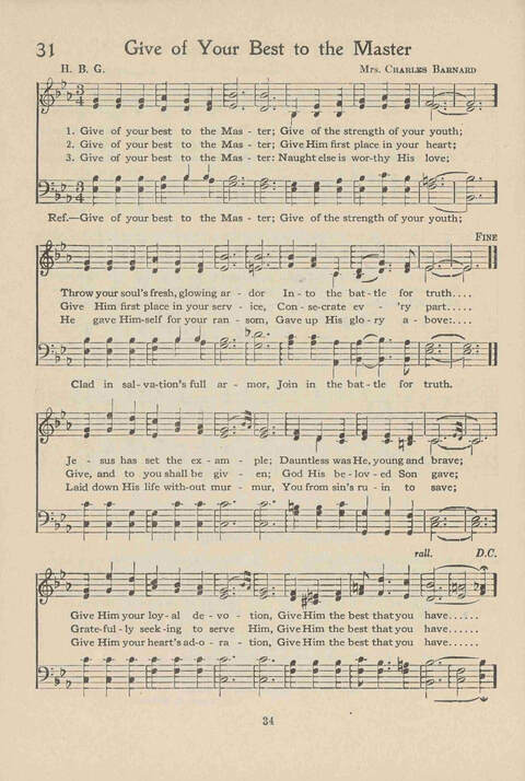 Institute Hymns and  Songs page 34