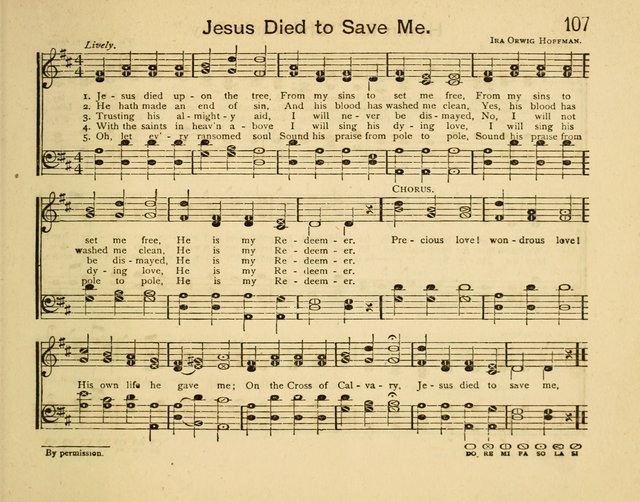 Infant Praises: a collection of sacred songs, hymns, and music, for use in the Sabbath school primary department page 107