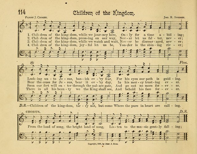 Infant Praises: a collection of sacred songs, hymns, and music, for use in the Sabbath school primary department page 114