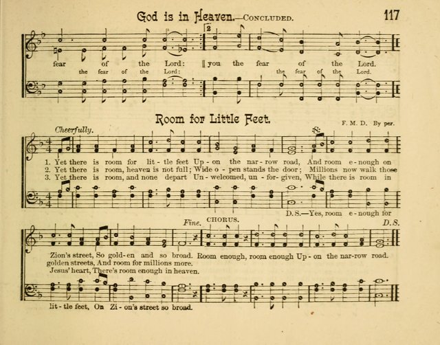 Infant Praises: a collection of sacred songs, hymns, and music, for use in the Sabbath school primary department page 117