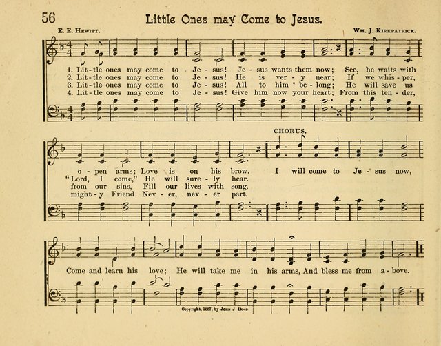 Infant Praises: a collection of sacred songs, hymns, and music, for use in the Sabbath school primary department page 56