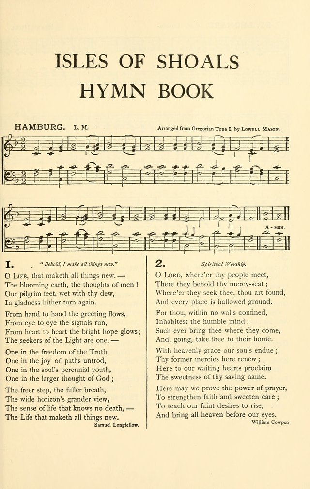 Isles of Shoals Hymn Book and Candle Light Service page 1