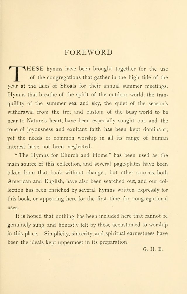 Isles of Shoals Hymn Book and Candle Light Service page ix