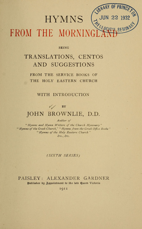 Hymns from the Morningland page vii