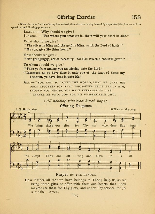 Junior Carols: a collection of sacred songs for Junior Societies, Sunday Schools, the Home Circle page 149