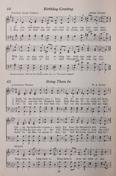 The Junior Hymnal page 36