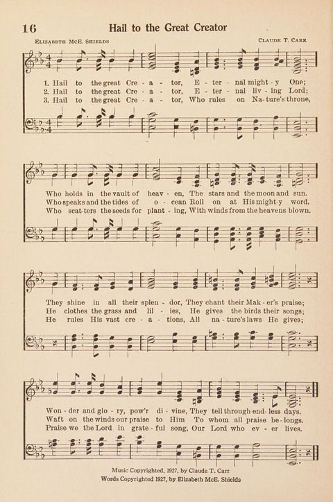 Junior Hymns and Songs: for use in the church school: Sunday Session, Week Day Session, Vacation Session, Junior Societies page 16