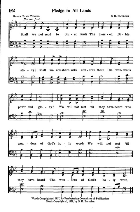 Junior Hymns and Songs: for use in Church School, Sunday Session, Week Day Session, Vacation Session, Junior Societies (Judson Ed.) page 91
