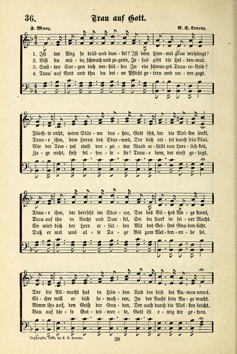 Jubel-Klänge: eine Sammlung geistlicher Lieder für Sonntagschulen und Jugendvereine page 38