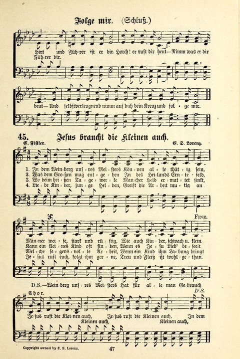 Jubel-Klänge: eine Sammlung geistlicher Lieder für Sonntagschulen und Jugendvereine page 47
