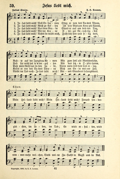 Jubel-Klänge: eine Sammlung geistlicher Lieder für Sonntagschulen und Jugendvereine page 61