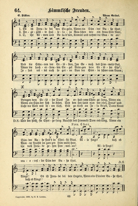 Jubel-Klänge: eine Sammlung geistlicher Lieder für Sonntagschulen und Jugendvereine page 66