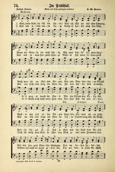 Jubel-Klänge: eine Sammlung geistlicher Lieder für Sonntagschulen und Jugendvereine page 76