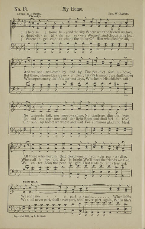 Joyful Lays: a new book for practical use in the song service of Revival Meets, Sunday-Schools, Praise Meetings, Prayer-Meetings, and all other occasions where Good Gospel Songs are appropriate page 18