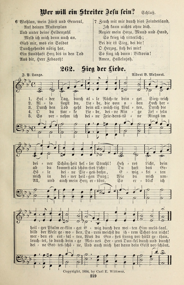 Jugendharfe: Liederbuch für Christliche Vereine, Kirchenchöre, und Sonntagsschulen page 219